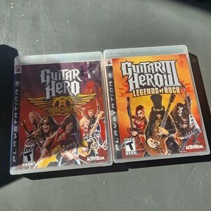 Guitar Hero 3 Legends of Rock Aerosmith PS3 Video Games Lot Bundle Complete